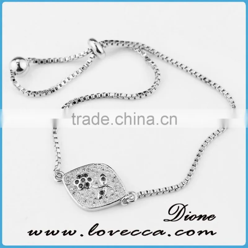 24K gold platinum plated curb crystal micro pave CZ gold chain bracelet for girls