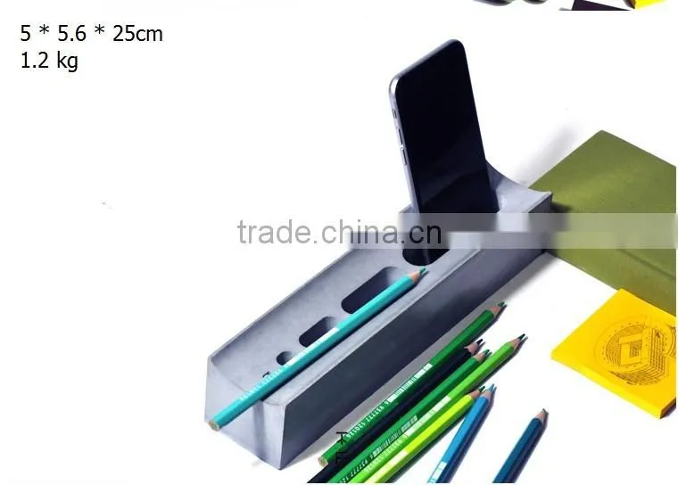 Multi-function concrete phone or pen holder for office organizer