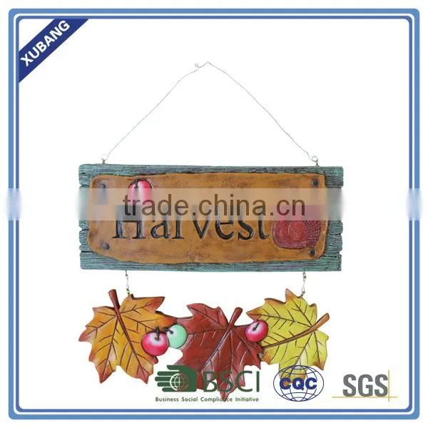 POLY RESIN WALL DECOR WITH LETTERS AND MAPLE LEAVES