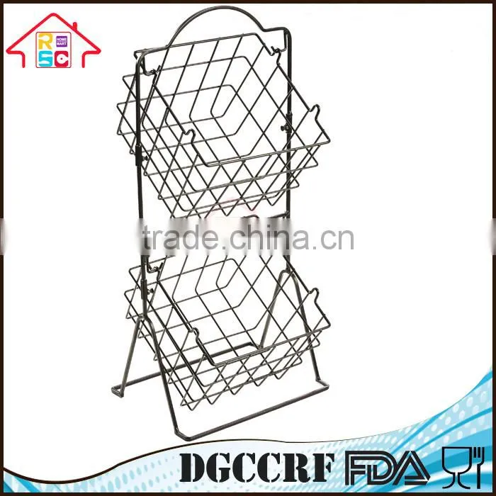Wire Storage Rack 2 Tier Kitchen Fruit Vegetable Basket Organizer Stand