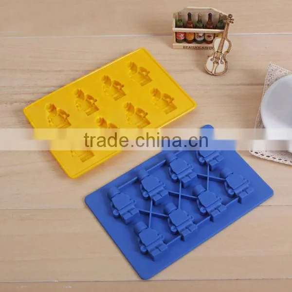 FDA 8 cavities silicone robot ice tray blue and yellow ice cube tray