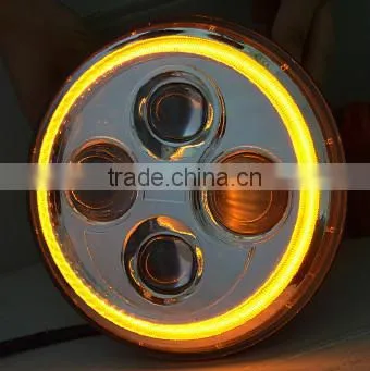 7inch led round angel eyes head lights high/low beam motorcycle led head light