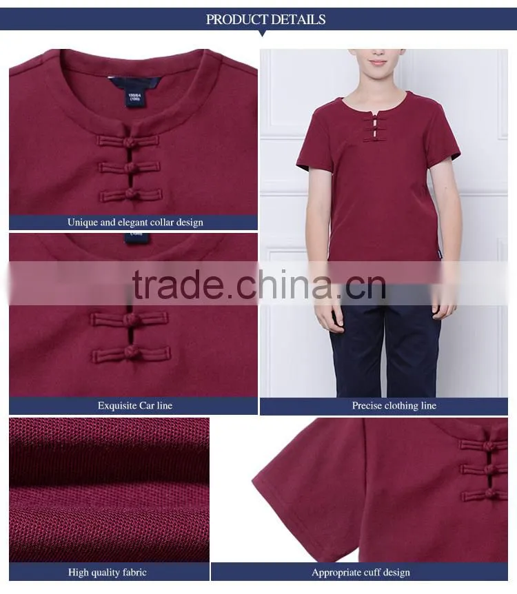British Academy style 2017 new light Chinese style school boys and girls red short sleeved T-shirt custom