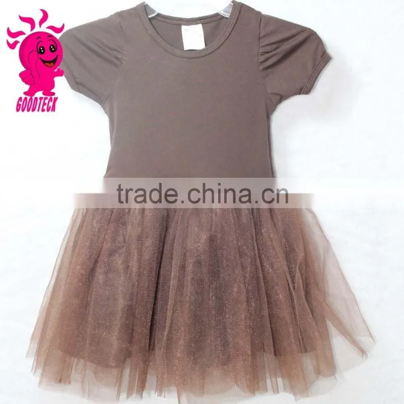 2016 New Girl's Summer Short Sleeve O-Neck Tutu Dress Tulle Tutu Dress Birthday Dress