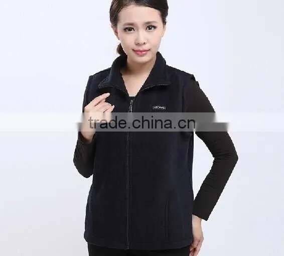 Ladies Women Cheap Thin 100% Polyester Polar Fleece Vest With Embroidery Design