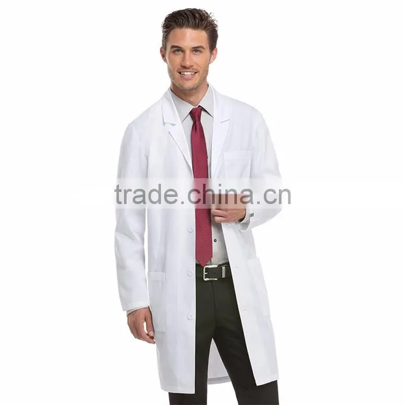 New High Quality Hospital uniforms Unisex White Long Sleeve Lab Coat