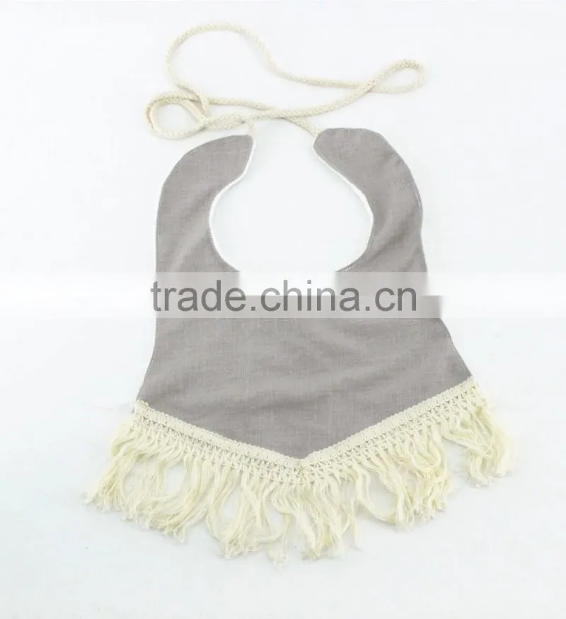 High quality garment Newborn baby clothes Linen tassles baby bibs