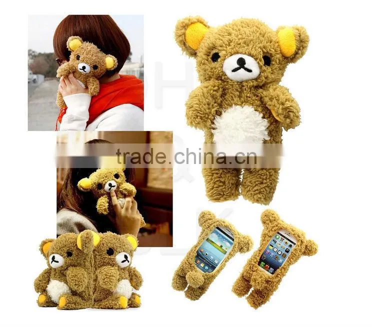 3D Cute Doll Toy Cool Plush Teddy Bear Cover Case For Samsung Apple cell Phones
