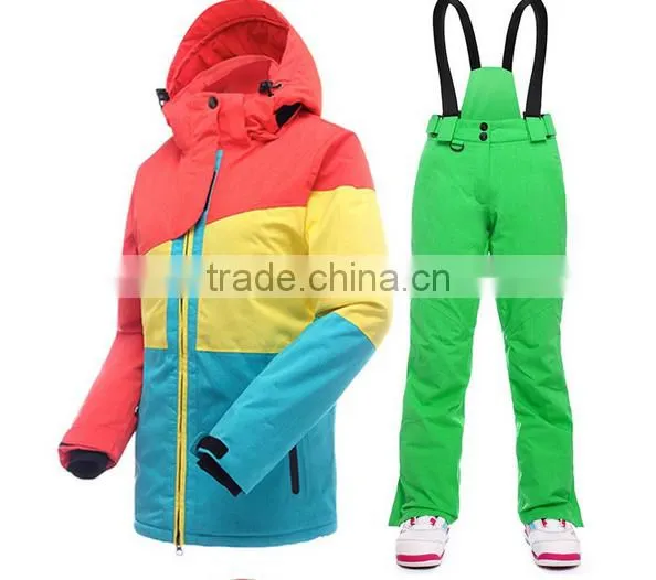orange women waterproof quilted european ski jacket wholesale