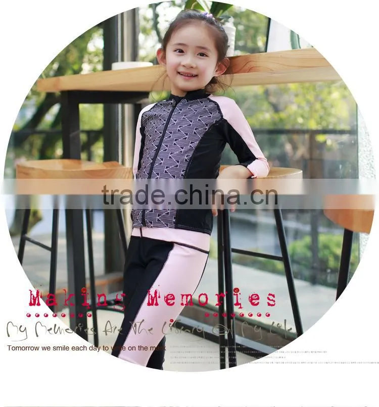 2017 latest design Chinese style swim suit cute baby girl two pieces swimwear