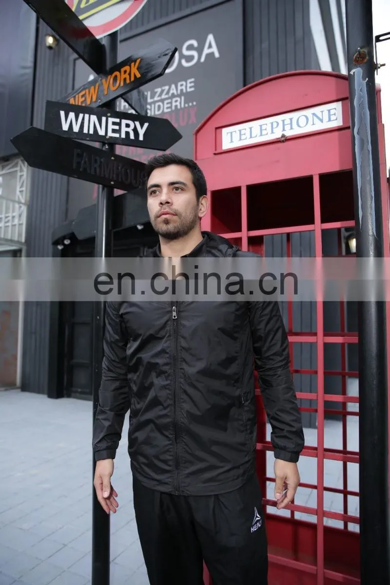 Healy 100% polyester lightweight waterproof hood rain jacket