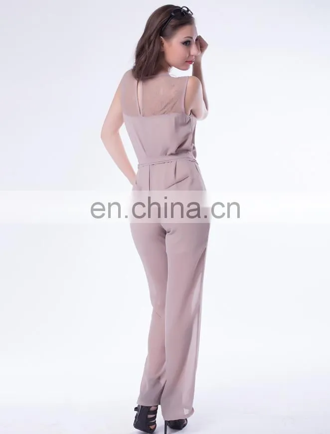 Wholesale elegant lace jumpsuit with belt