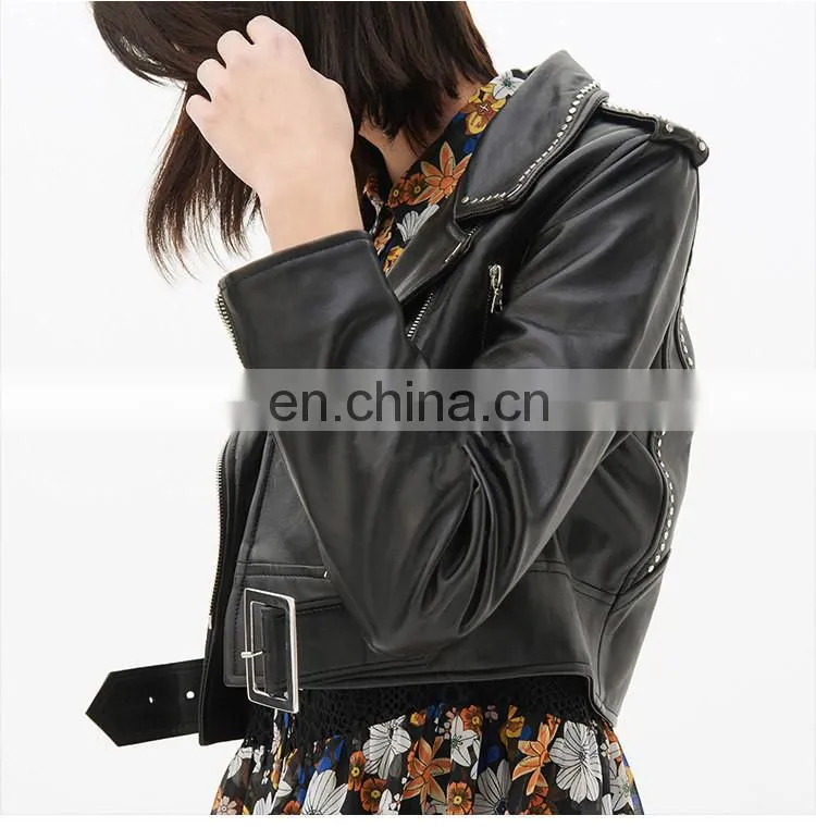 Genuine Cheap Ladies Leather Jacket For Girls Black Color Cool Style Fancy Leather Jacket