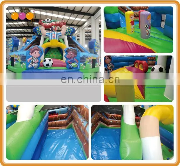 2016 latest design cheap football theme inflatable fun city infltable fun park playground on sale