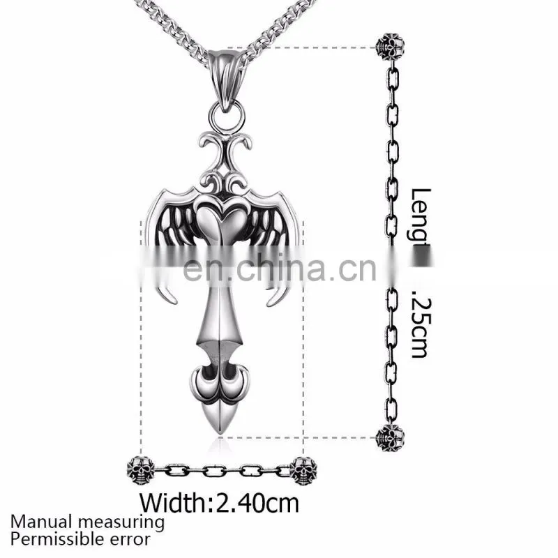 Hip Hop Style Wings Shaped Stainless Steel Necklace Chain for Men