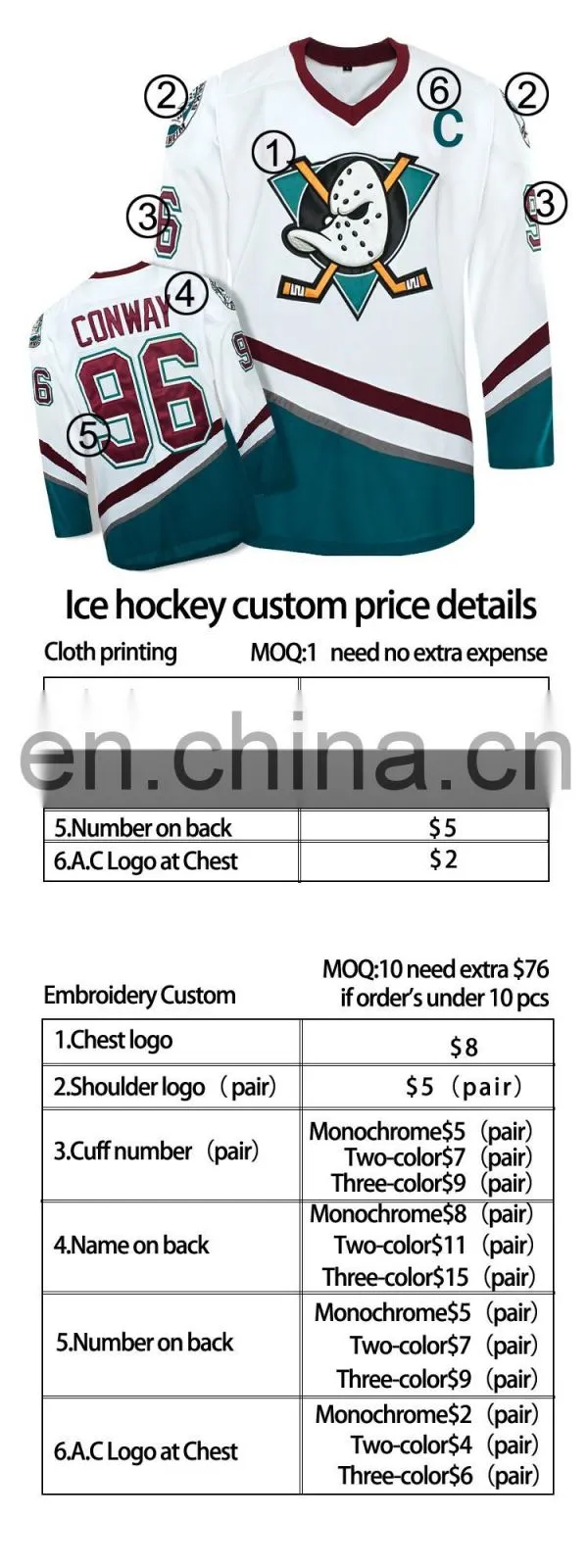 Embroidered wholesale custom hockey jersey,hockey wear