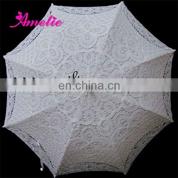 100% Handicraft UV Battenburg lace parasol umbrella