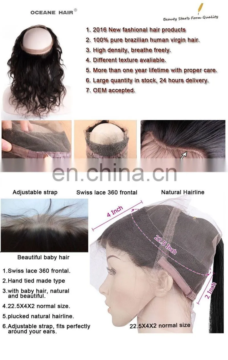 virgin hair 22.5*4*2 360 frontals 360 Lace Band Frontal