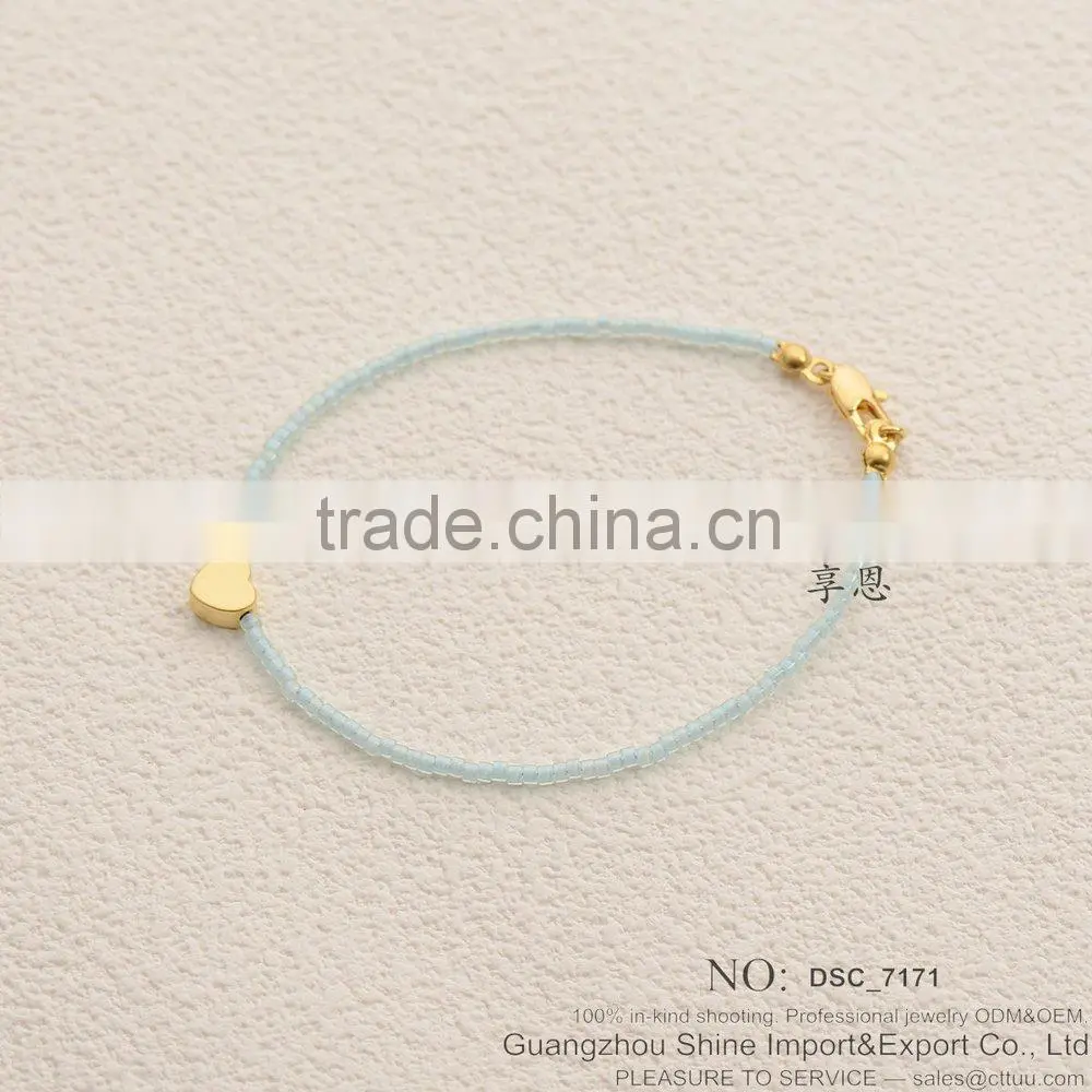 2015 fashion jewelry seed bead bracelet with alloy letter charm bracelet