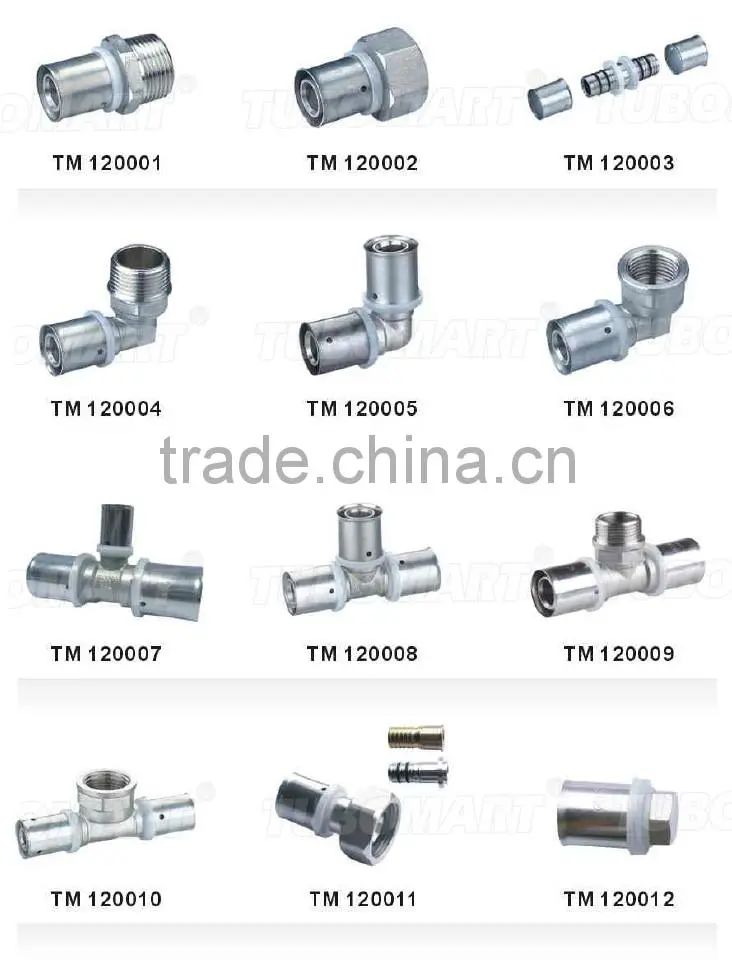 Gas Pipe parts brass 3 Way tube connector copper unequal tee male female tee fitting