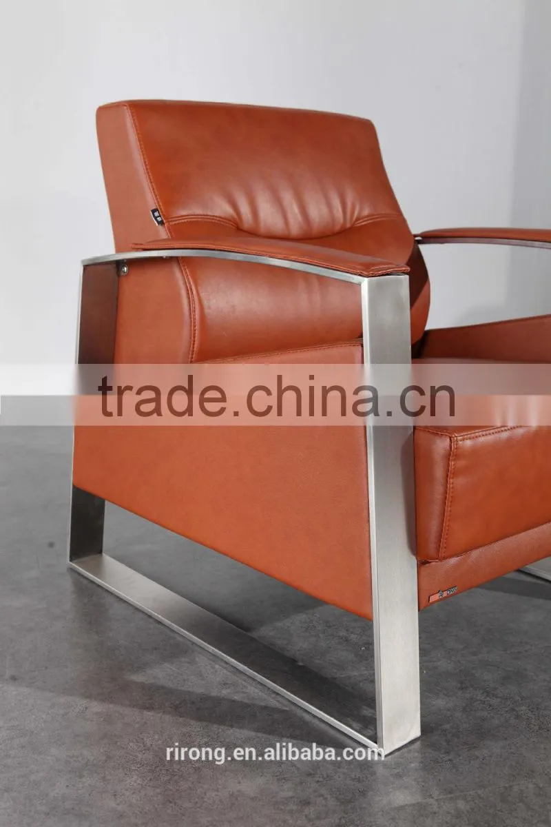 Modern metal armrest design italy leather office sofa