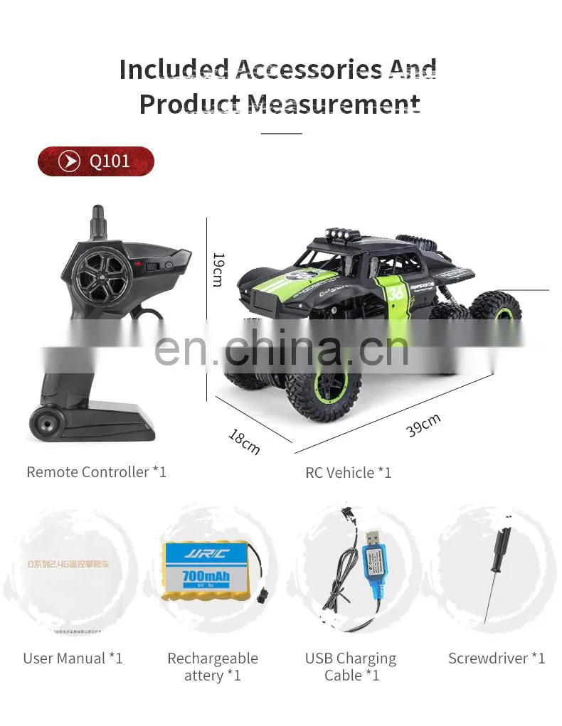 JJRC Q101 Big Rc Car Six-Wheel Drive Climbing Remote Control Cars 1/10 Off-Road Vehicle Children Outdoor Toy Gift