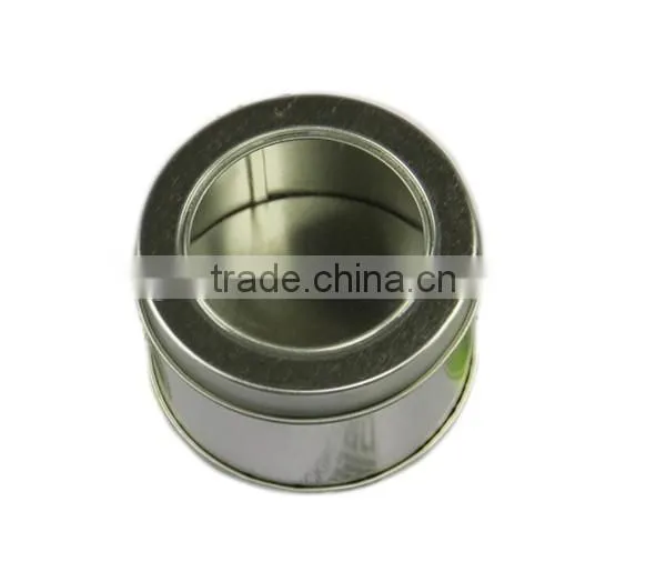 Small metal tin boxes with window