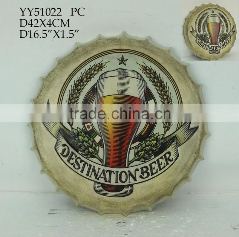 beer cap metal wall decor, vintage metal arts