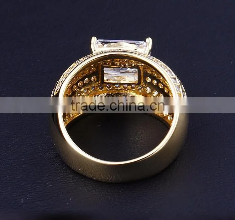 China Factory Price Pave Setting CZ Luxury Marriage Gift 18K Gold Ring Jewelry Plated