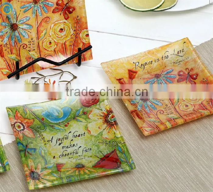 square glass candy tray charger plate dinnerware set