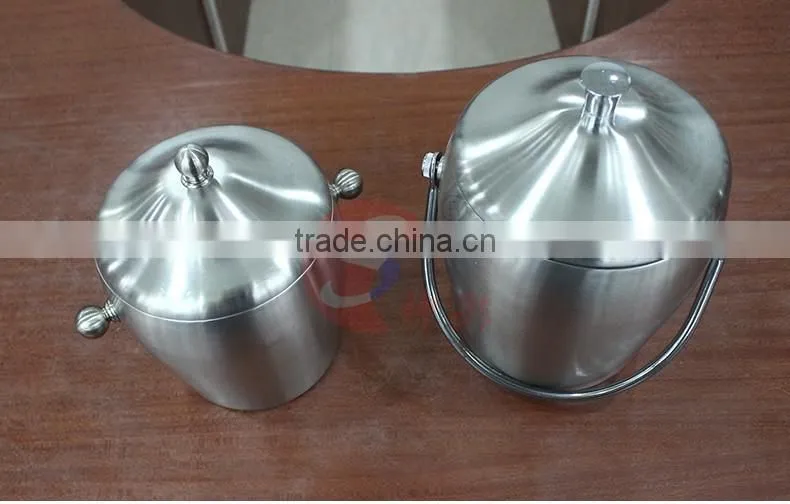 Modern bar coolers ice tong double wall stainless steel mini ice bucket metal with lid