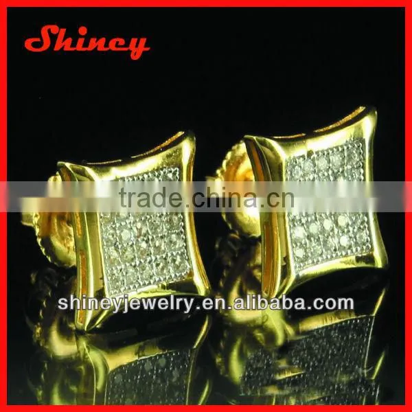 Fathers Day Gift round shape Micro Pave black gold earring for men