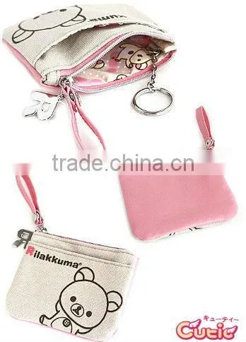 2016 Wholesale custom cotton coated pvc coin pouch
