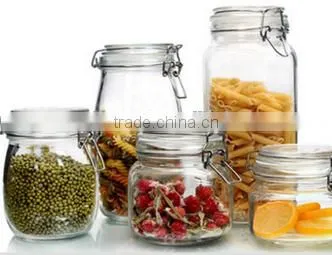 Cheap Wholesale clear elegant glass grains container food storage jar with lid