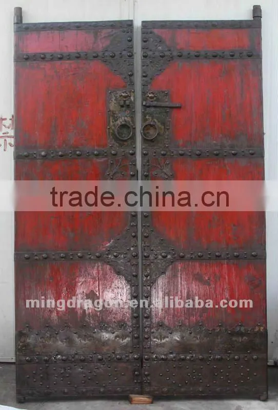 Chinese antique furniture pine wood reliable big red door