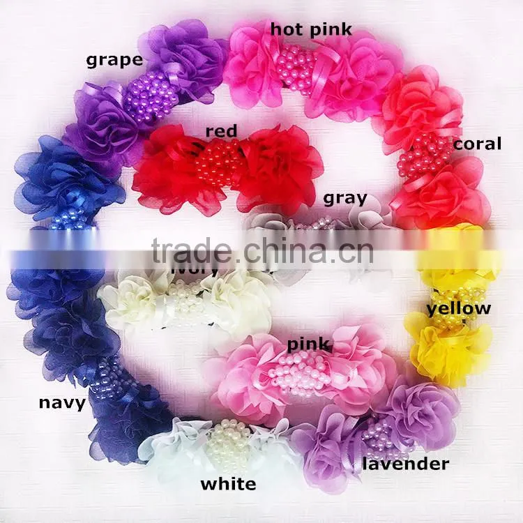 shabby chiffon 3X2.5" butterfly w/ sequin & gold trim fabric rose spring craft supplies baby headband flower hair bow applique