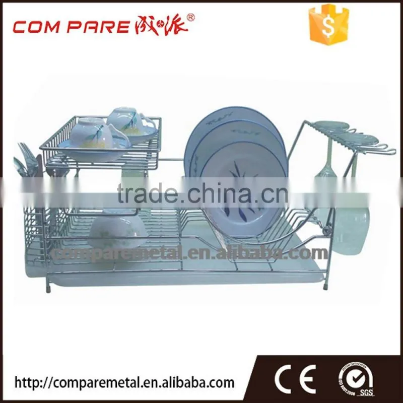 Metal wire folding kitchen dish rack