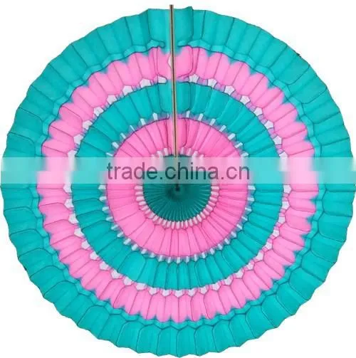 hot sale !orange yellow cerise deluxe paper fan for decorations
