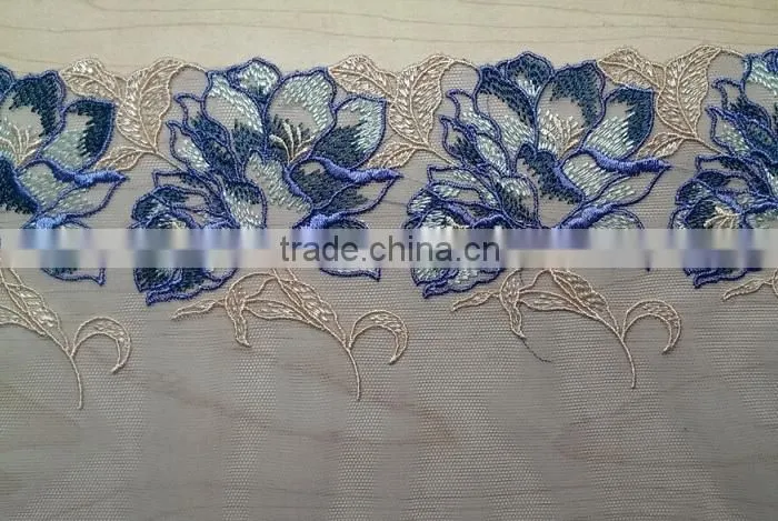 Hot sale embroidery tulle lace trim for lingerie