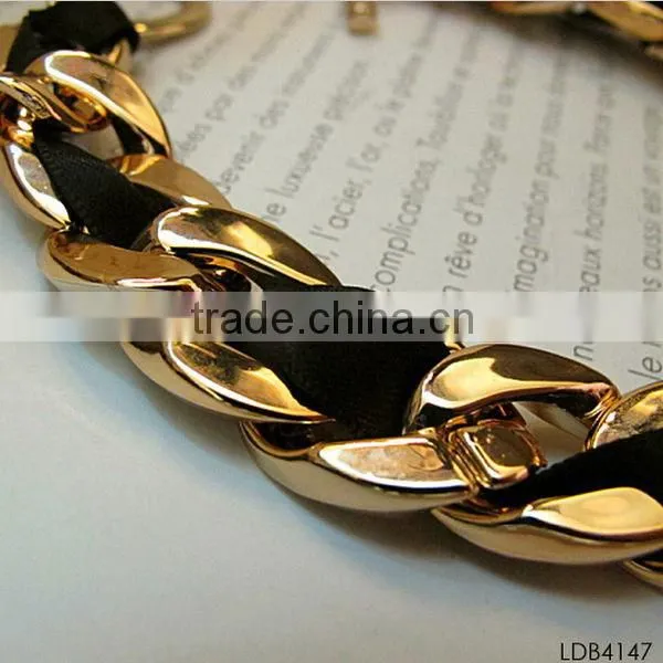 Yiwu Landy jewelry fabric and gold plating intertwined chain bracelet
