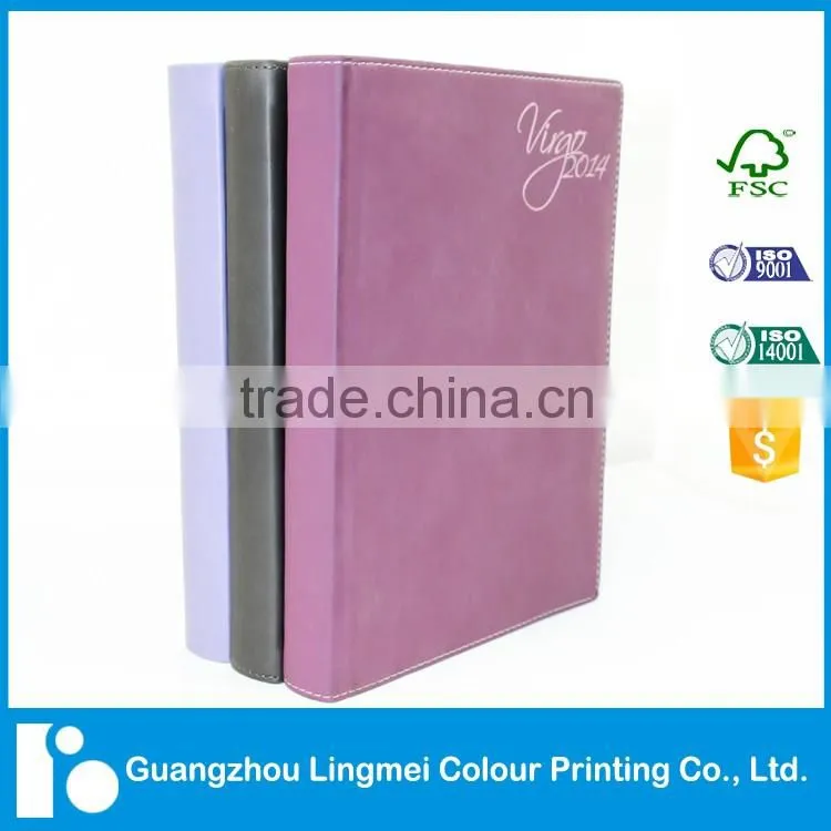 Personalized soft leather cover fsc paper notebooks printing