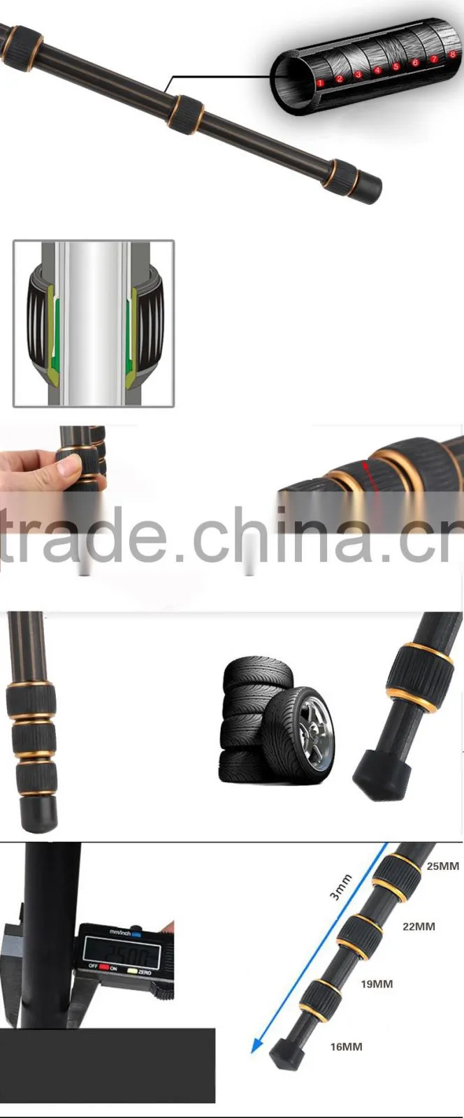 Q999C Professional Portable Carbon fiber Tripod&Ball Head Compact for DSLR Camera