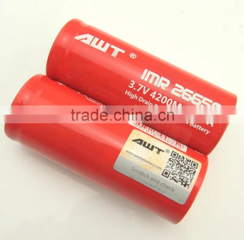 AWT Authentic 26650 60A 4200mah 3.7v e cig bull energy subox vape case battery ,camera battery,battery operated toy car battery