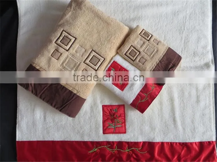 100% cotton luxury decorative border cotton bath towel