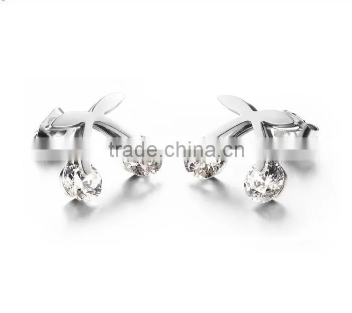 hot sale popular design stainless steel zircon earring for girls
