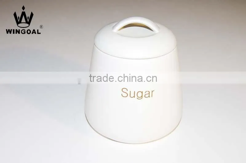 Set of 3 Simple design white ceramic jar