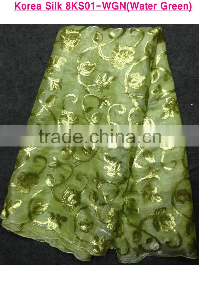 Ladies new fashion Korea silk summer dress 2015 silk base lace closure Korean lace