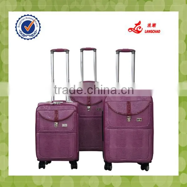 purple matched color aluminium trolley travel luggage