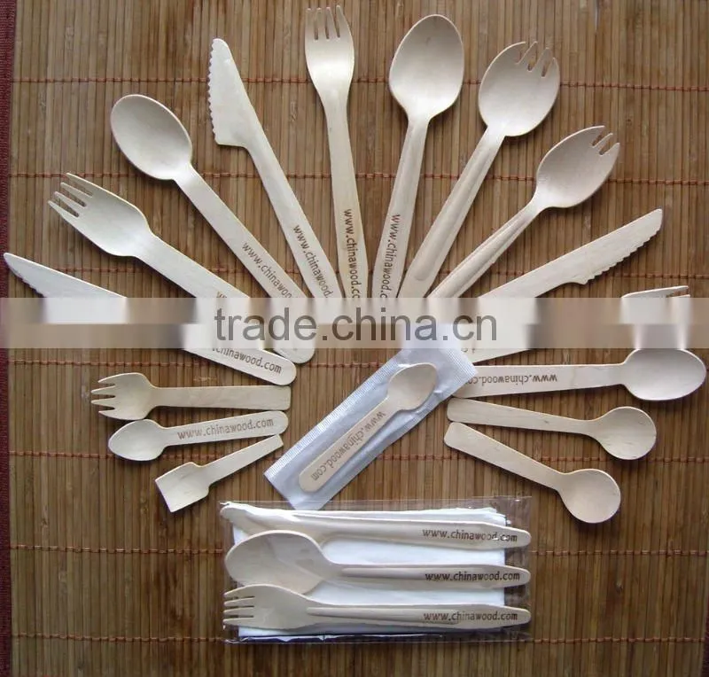 wooden cutlery for knife, fork, spoon