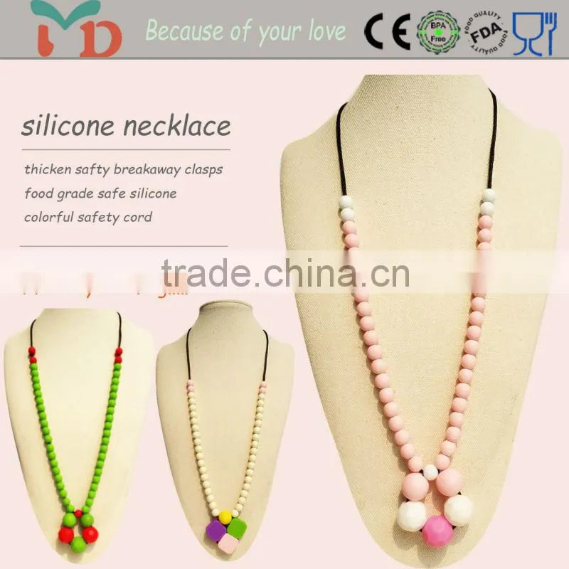 silicone bunny baby/Food Grade BPA Free Silicone Teething Necklace From Mydear Silicone Jewelry Factory